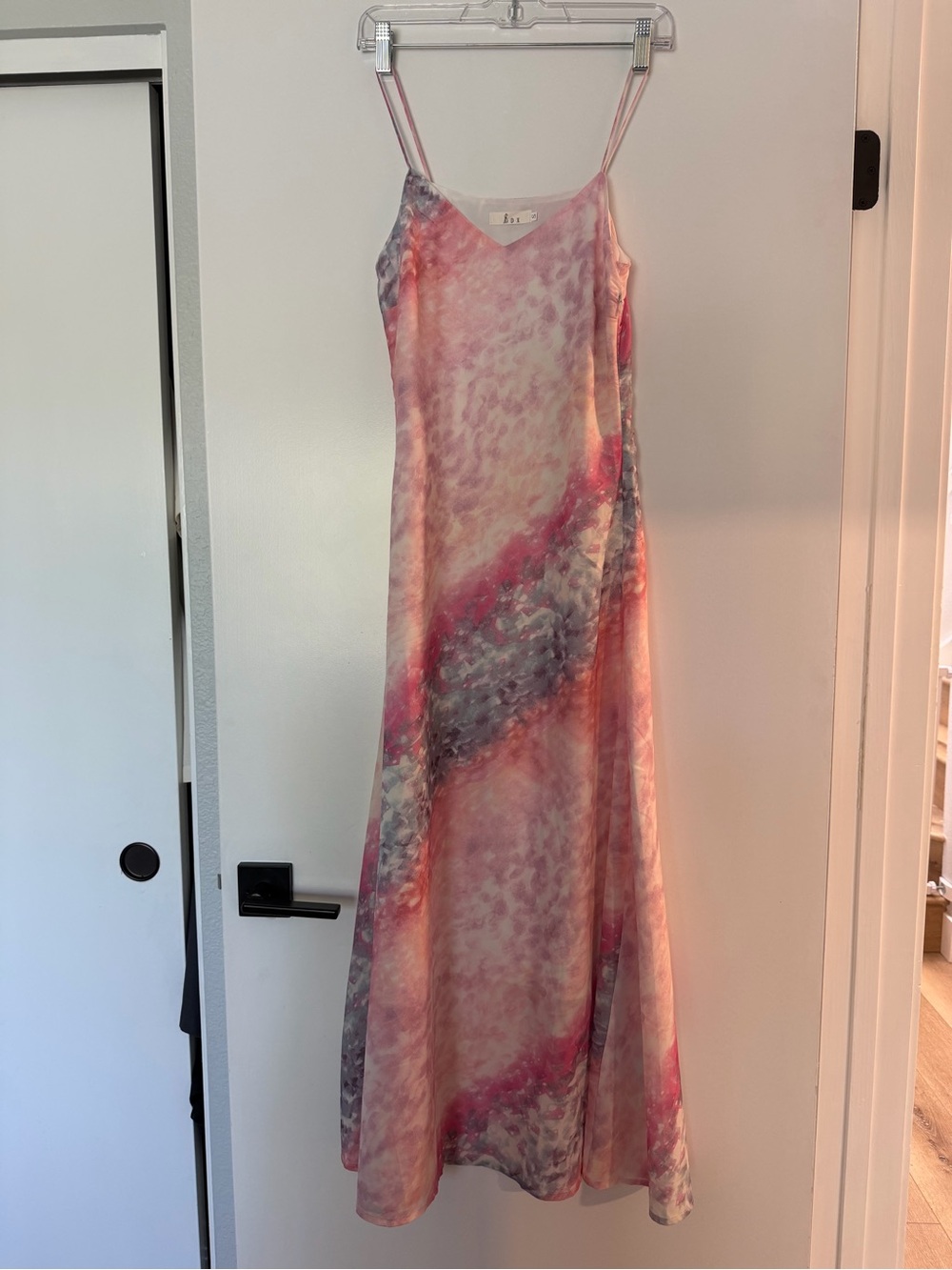 Pink Tie-Dye Slip Dress with Spaghetti Straps